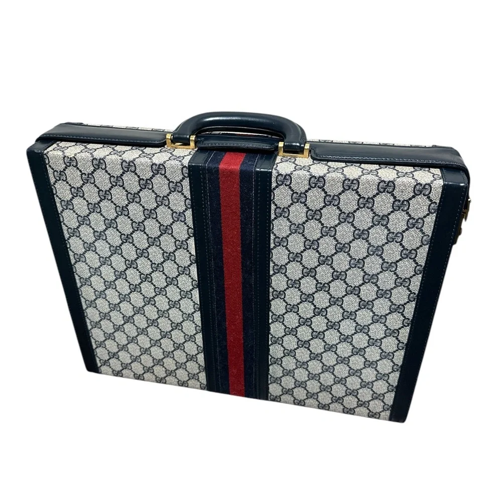 Vintage GUCCI authentic briefcase attache dark navy blue - Picture 2 of 14